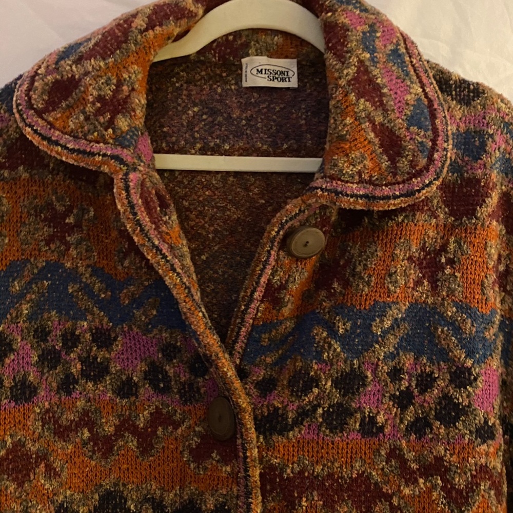 Button Front Sweater Jacket Wool Blend - image 2